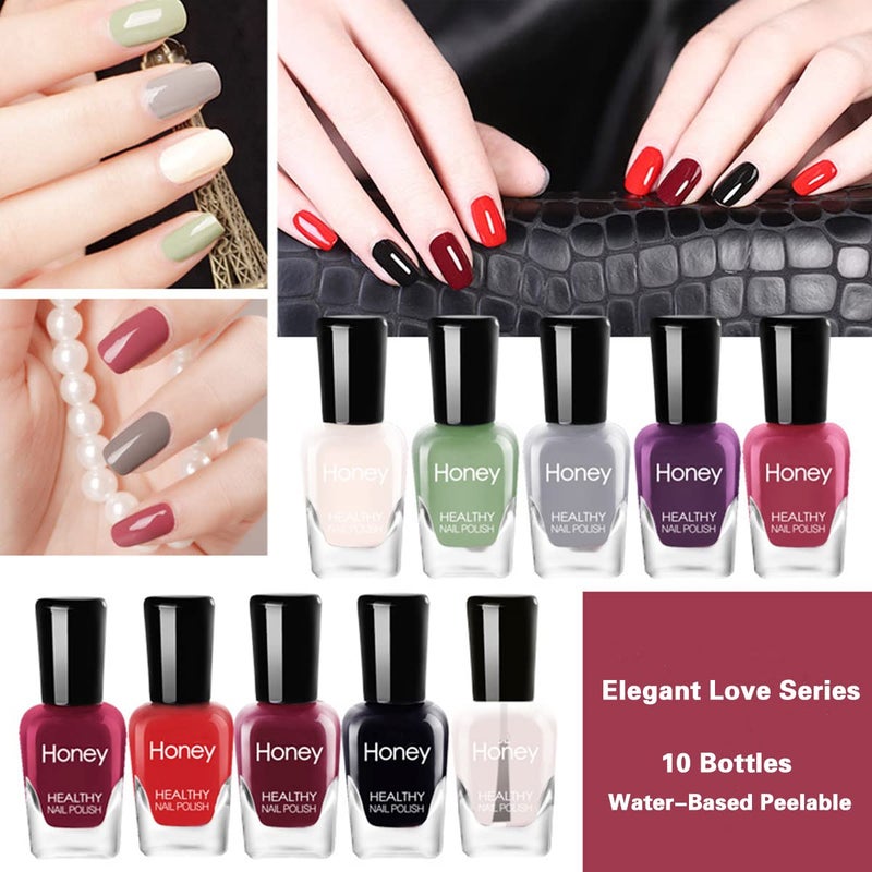 Tophany Non Toxic, Easy Peel Off Fast Dry Nail Polish Set for Pack, Eco Friendly and Organic Water Based Nail Polish for Women and Teens(10 Bottles) - Image 2